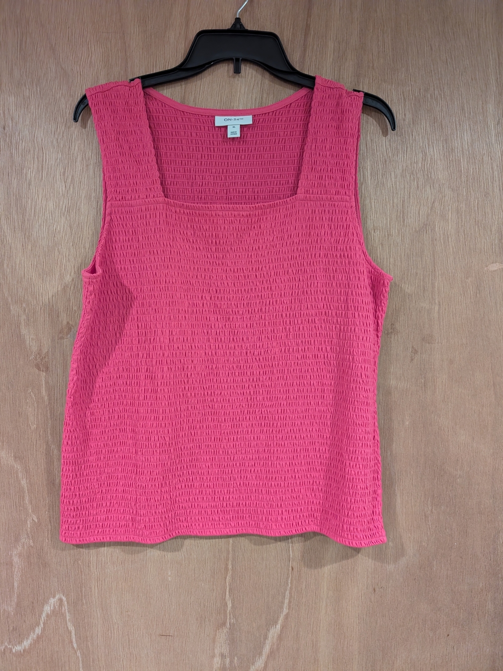 Hot Pink Smocked Square-Neck Tank